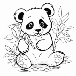 panda zjada liscie