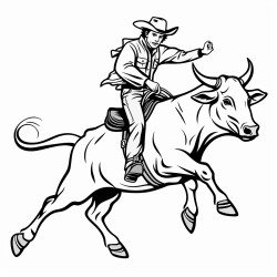ear of corn riding a bull at a rodeo