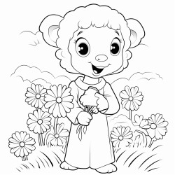 divinely the lamb wears a cross on his belly is eating flowers