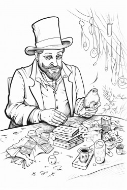 magician at picnic with cards