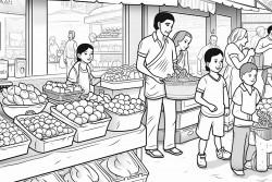 a food market with multicultural theme