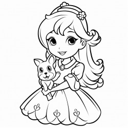 cute princess she held cute rabbit coloring pages