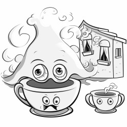 1scared awake with ghosts rising from a steaming mug