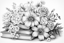 open books surronded by flowers