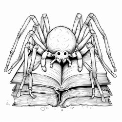 a spider reading a book