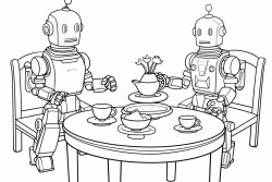 a tea party with robots