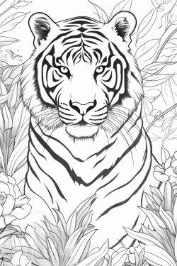 tigre dans lespace avec des plantes