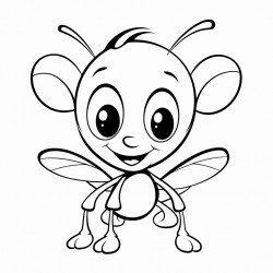 a cute baby ant for a coloring book in a cartoon style