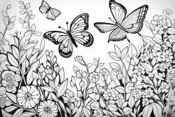figuras para recortar y pegar para formar un paisaje primaveral con gatos flores y mariposas