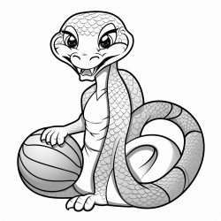 a snake wrapped around a basketball