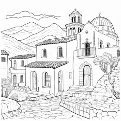 pueblo con fincas de caf y su iglesia