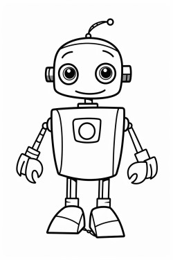 a very simple line drawing of a robot