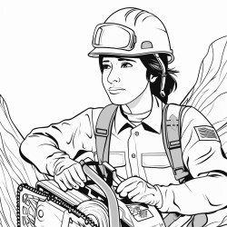 a conservation corps member who is wearing full ppe and holding a chainsaw