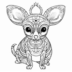 a java mousedeer with intricate pattern inside of it no color no shading medium line