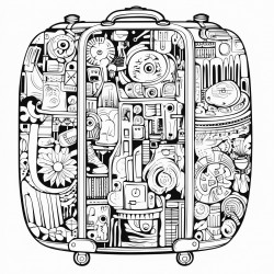 a suitcase with multiple designs