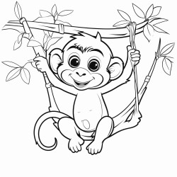 monkey swinging in trees