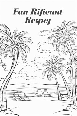 a beach scene including palm trees with the words happy retirement in large outlined font centered in the foreground