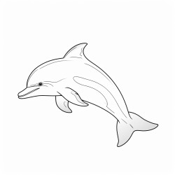 kids coloring page with dolphin black and white simple line art style minimalist drawing white background style raw