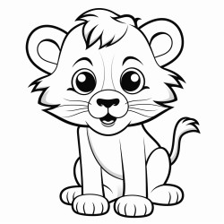 a cute  lion  coloring bookvector white background black and white black drawing