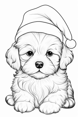 fluffy puppy with santa hat