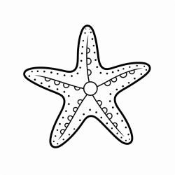 kids coloring page with sea star black and white simple line art style minimalist drawing white background style raw