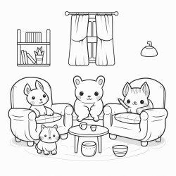 cute animals in the living room