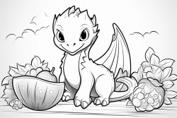 a dragon and around him lemons turmeric ginger