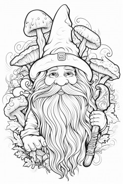 gnome coloring line art