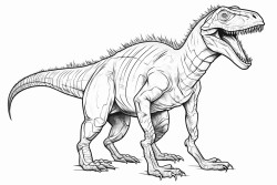 coloring page full body velociraptor high detailed thick line white background