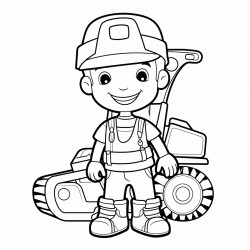 toddler in happy excavator