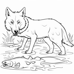 the wolf eats a turtle