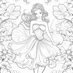 ballerina with a floral backdrop