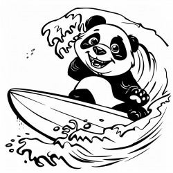a panda surfing