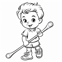 baby with a field hockey stick