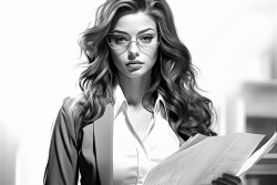 business woman turned to the side face not visible business suit documents in hand