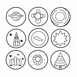 6 colouring pictures of simple objects that has circle shapes