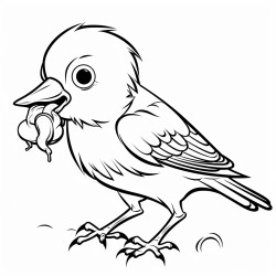 little bird eating worm