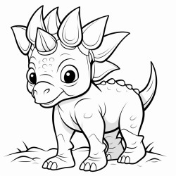 tiny male young triceratops cartoon stile