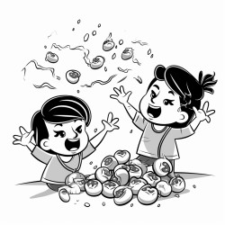 people throwing tomatoes and them splatting