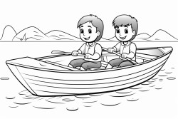 kids rowing boat