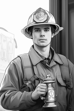 firefighter holding smoke detector