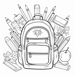 says first day of second grade in letters you can color in with different school supplies to color around it