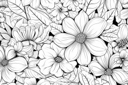 black and white flower pattern for adult coloring book doodle floral drawing