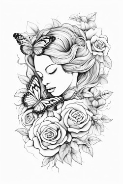 roses and buterflies
