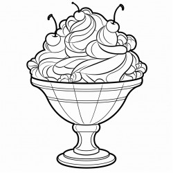 an ice cream sundae in a stained glass style