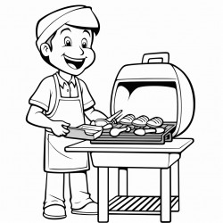 chef grilling barbecue meats at a grill