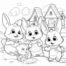 de petit lapins qui vont  lcole dans une fort