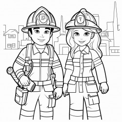man and woman firefighter