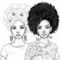 black woman and black girl s printable s beautiful black girls digital download