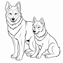 two husky dogs